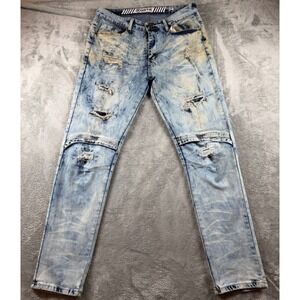 RGSTR Distressed Moto Jeans Tag 34 Actual 34x32 Acid Wash Slim